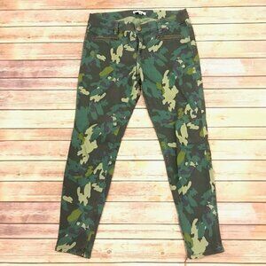 CAbi 766 Green Clover Camo Skinny Jeans Ankle Zippers